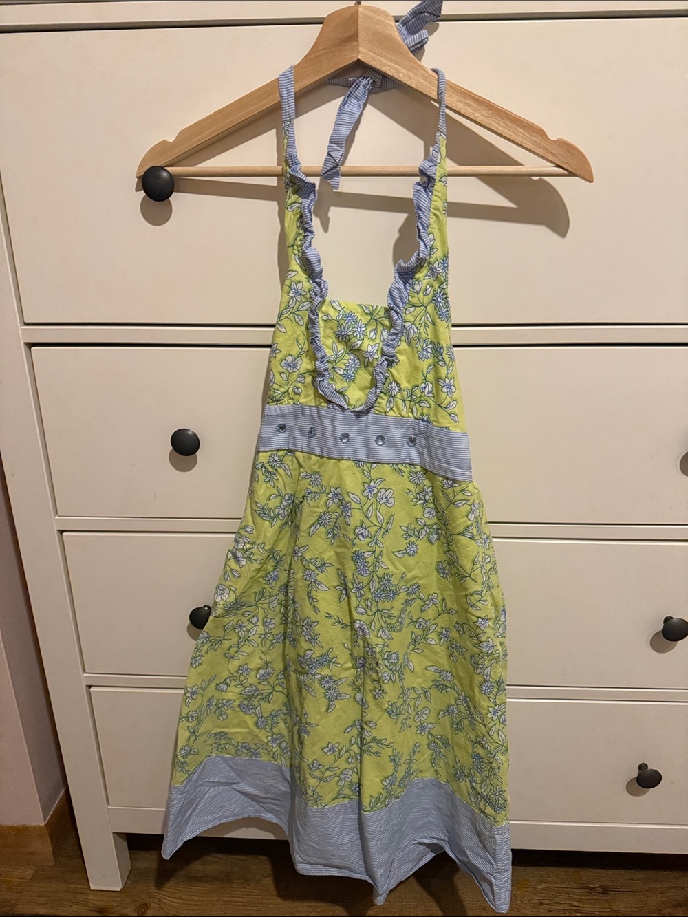 Limited Too Yellow Floral Halter Dress with Blue Accents